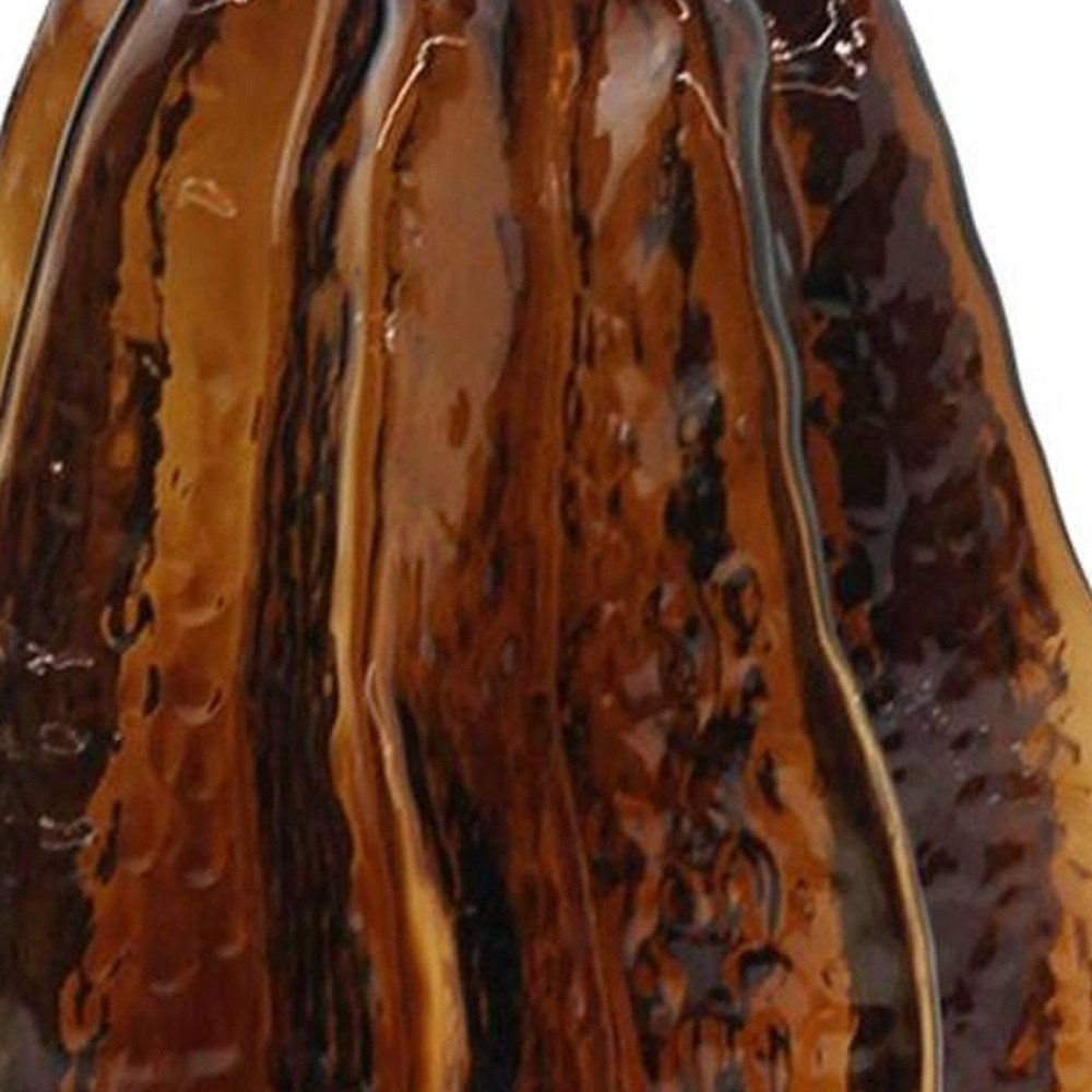 8" Burnt Umber Wavy Glass Table Vase