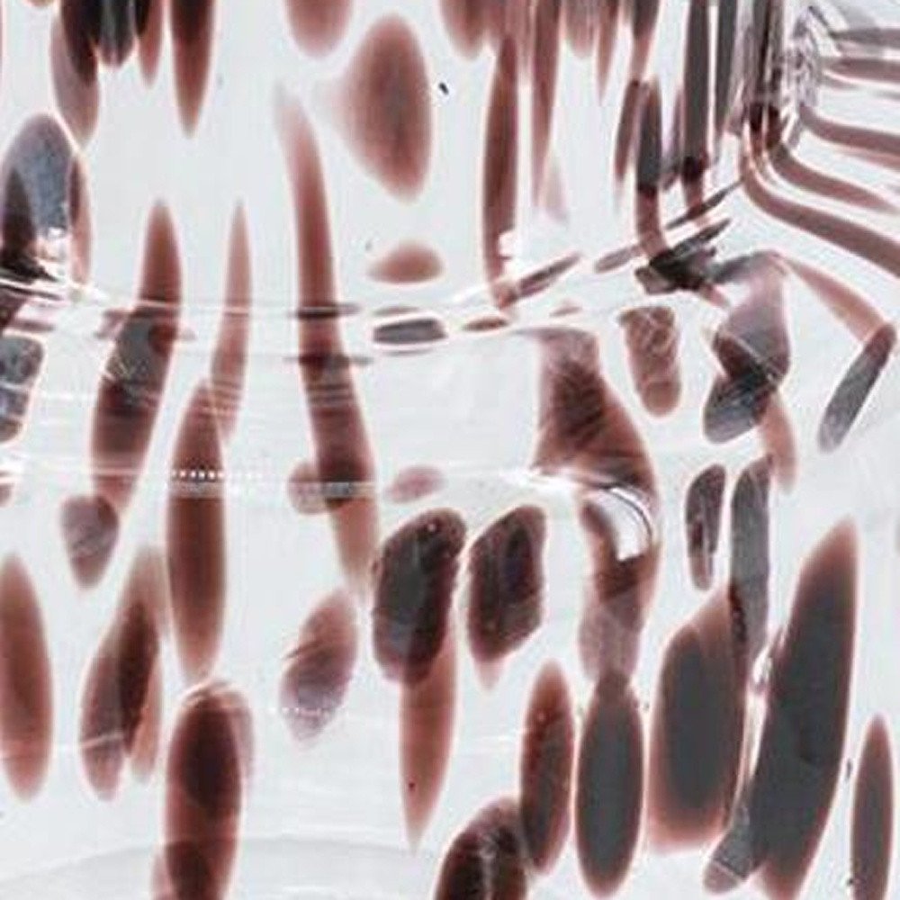 10" Clear Burgundy And Black Abstract Glass Cylinder Table Vase