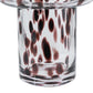 8" Clear Burgundy And Black Abstract Cylinder Glass Table Vase