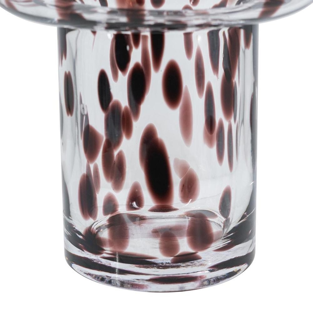 8" Clear Burgundy And Black Abstract Cylinder Glass Table Vase