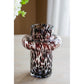 8" Clear Burgundy And Black Abstract Cylinder Glass Table Vase