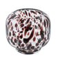 6" Clear Burgundy And Black Abstract Round Glass Table Vase