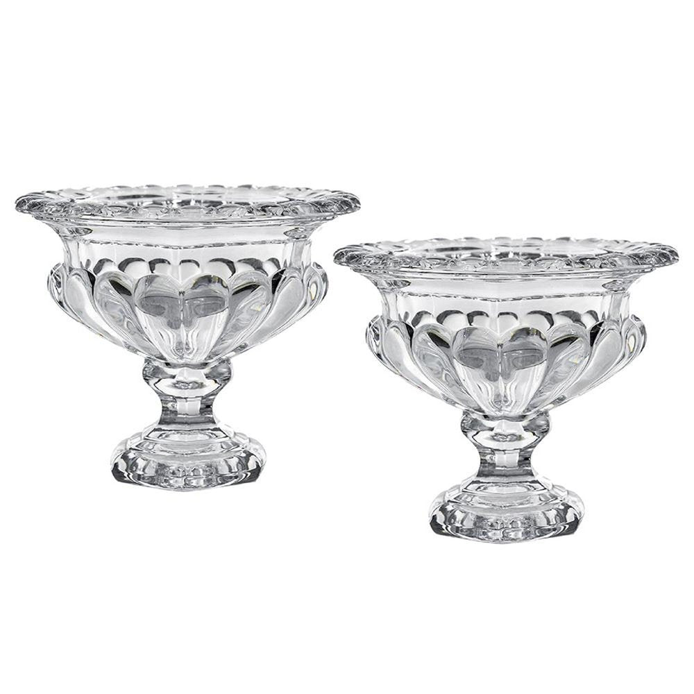Set of Two Clear Round Glass Table Vase