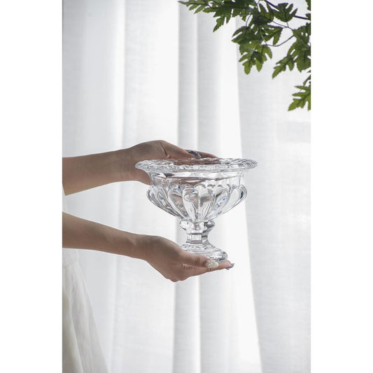 Set of Two Clear Glass Round Bowl Table Vases