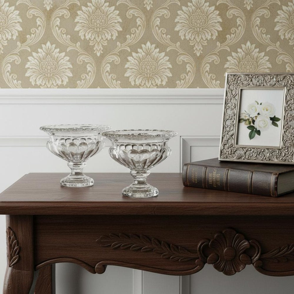 Set of Two Clear Round Glass Table Vase