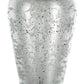 20" Antiqued Silver Etched Floral Glass Round Table Vase