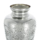 20" Antiqued Silver Etched Floral Glass Round Table Vase