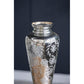 20" Antiqued Silver Etched Floral Glass Round Table Vase