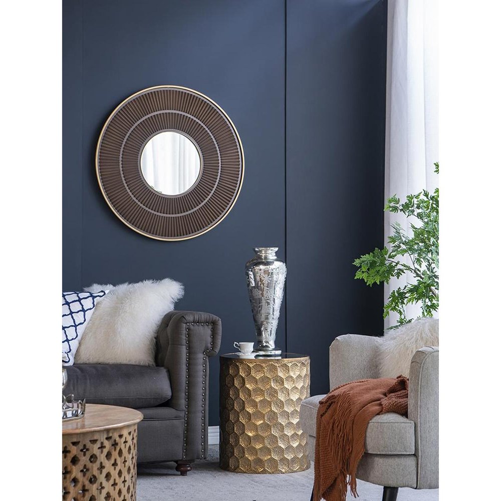 20" Silver Floral Round Glass Table Vase