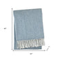 51" X 67" Blue Cotton Woven Herringbone Throw Blanket with Fringe