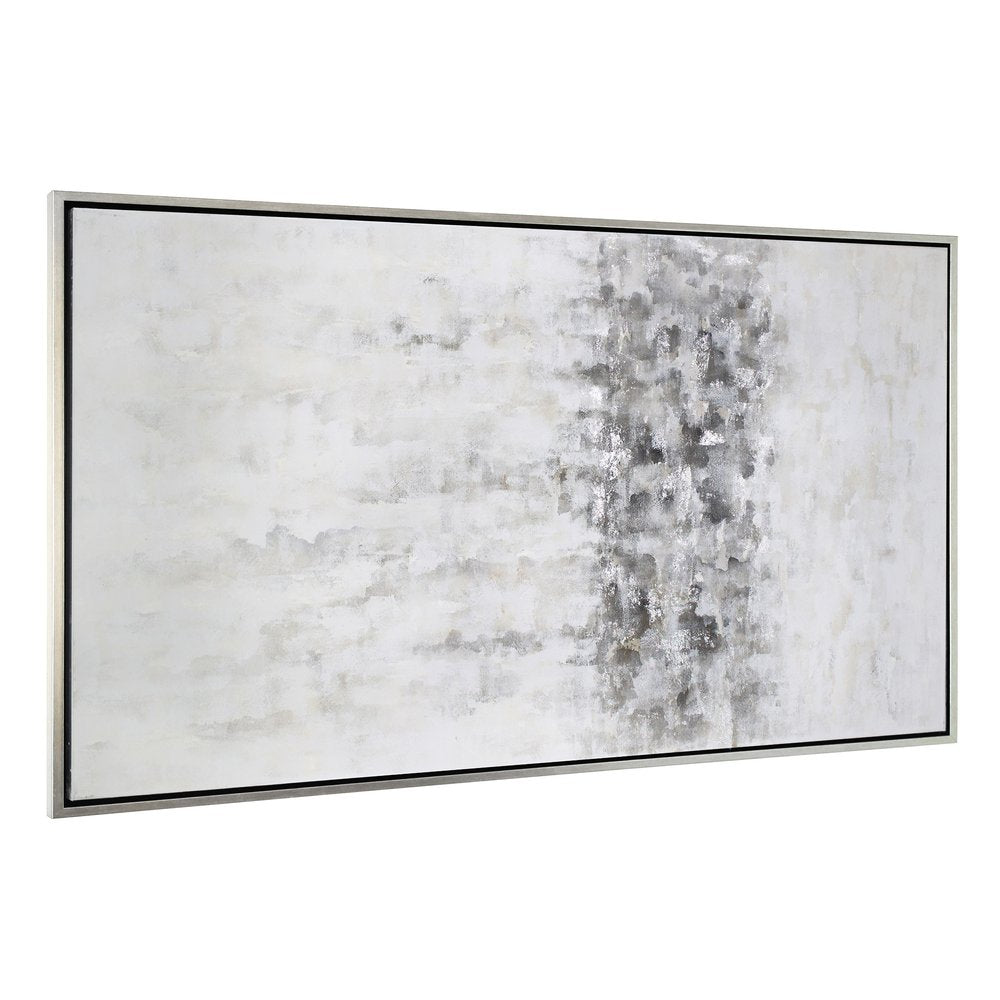 Winter Storm Hand Painted Silver Floater Frame Wall Art