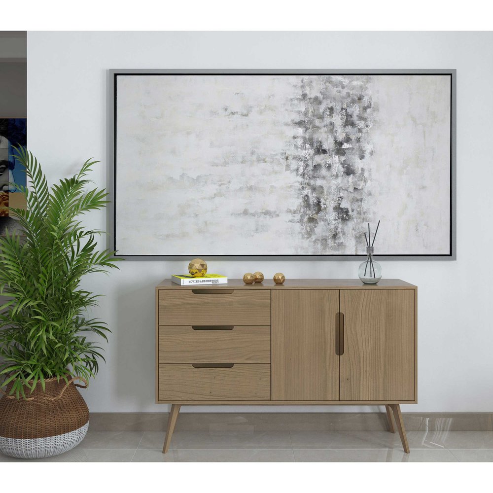 Winter Storm Hand Painted Silver Floater Frame Wall Art