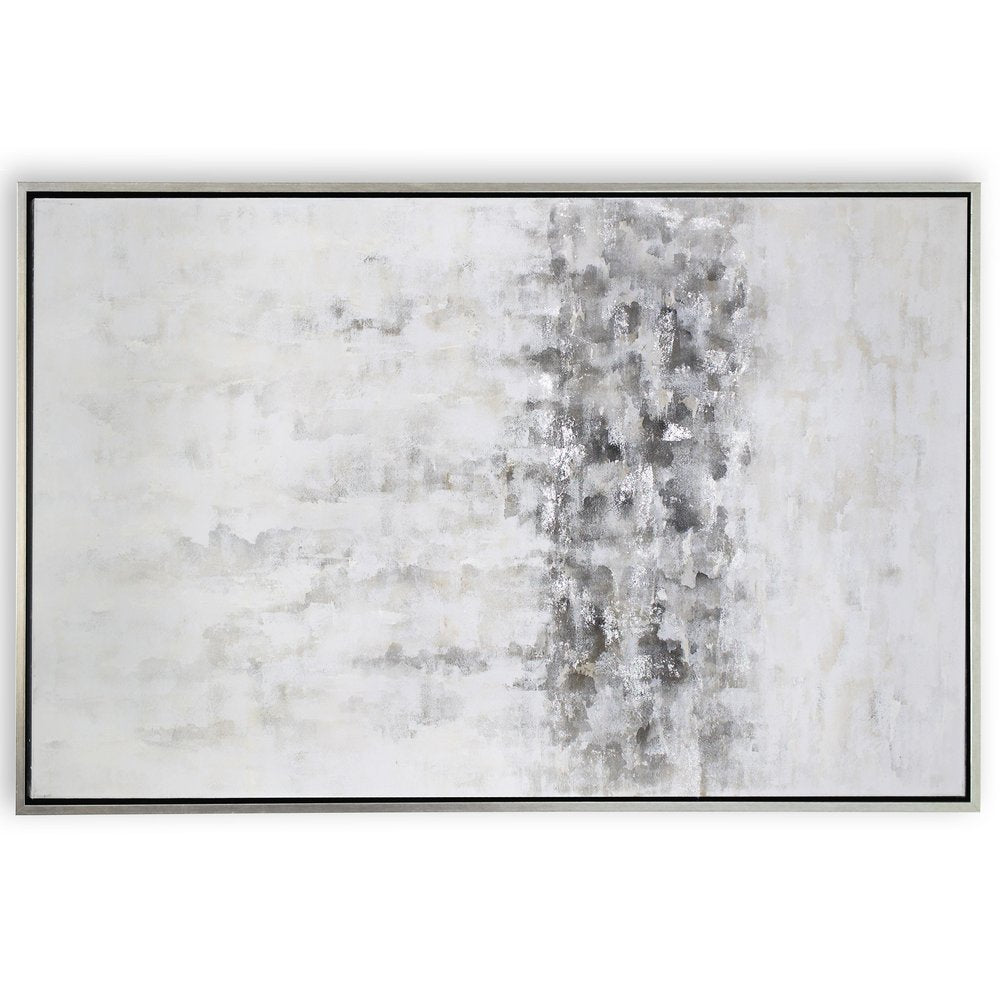 Winter Storm Hand Painted Silver Floater Frame Wall Art