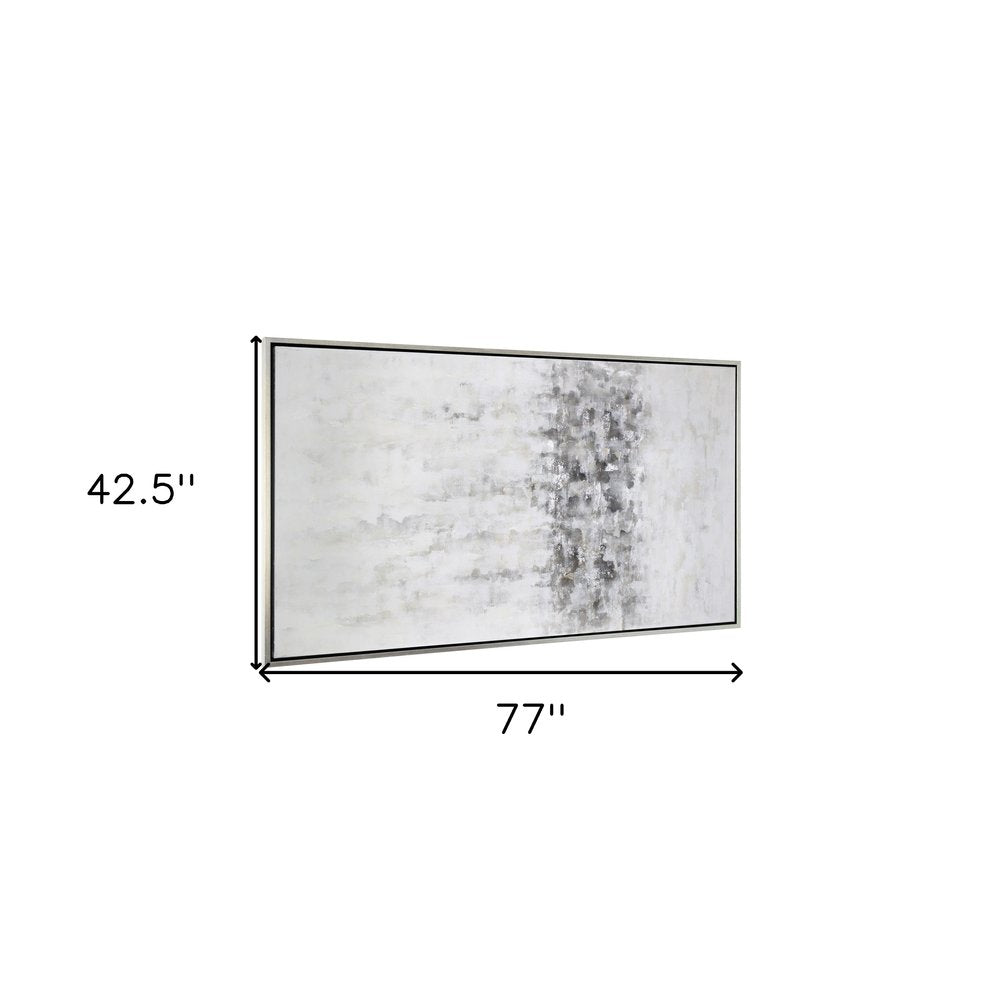 Winter Storm Hand Painted Silver Floater Frame Wall Art