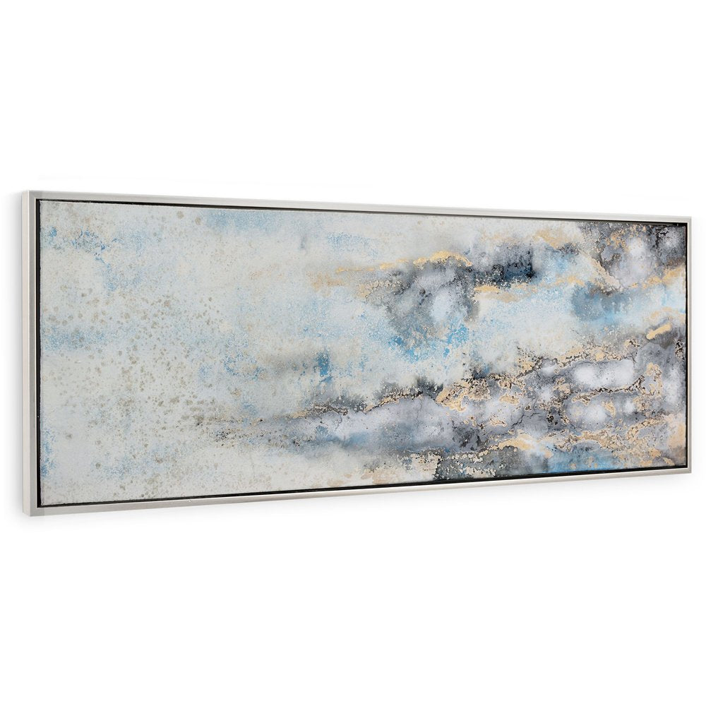 Subtle Transition Hand Painted Silver Floater Frame Wall Art