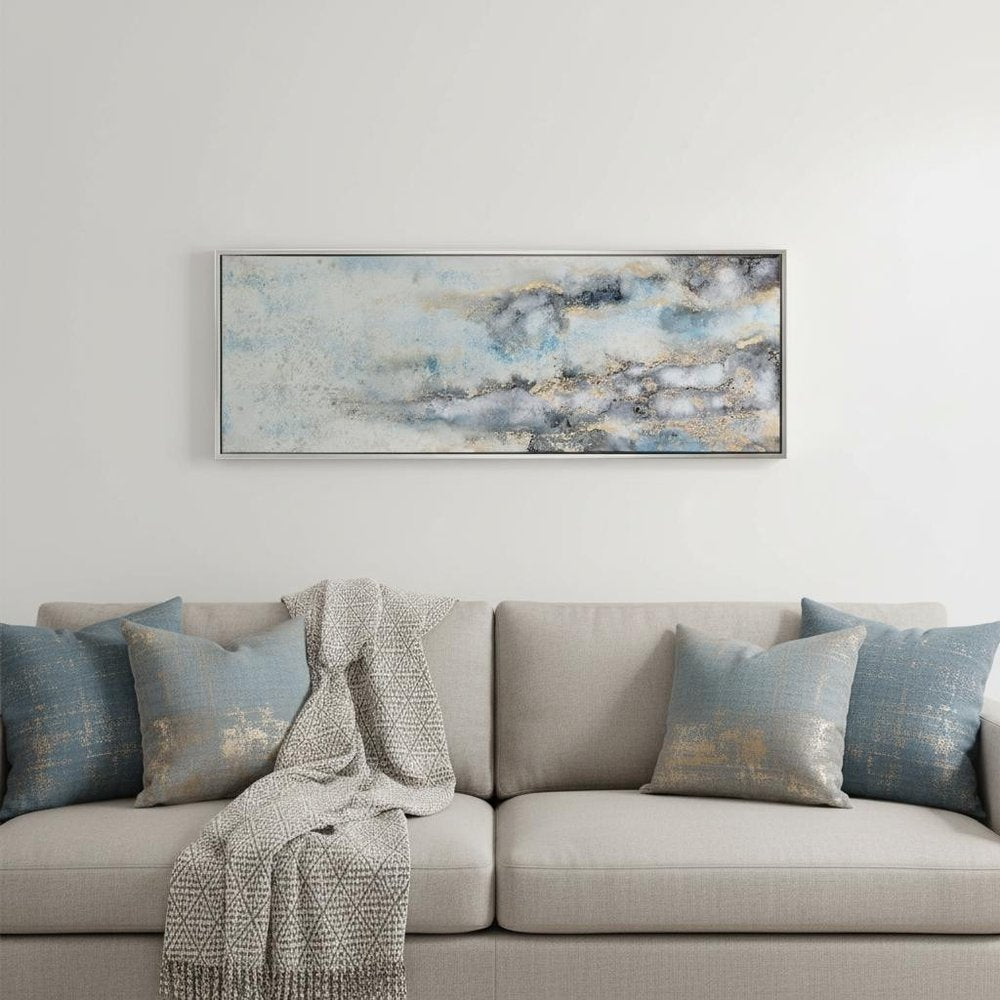 Subtle Transition Hand Painted Silver Floater Frame Wall Art