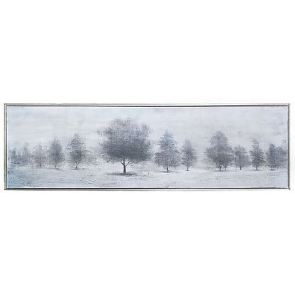 Trees at Dusk Hand Painted Silver Floater Frame Wall Art
