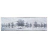 Trees at Dusk Hand Painted Silver Floater Frame Wall Art