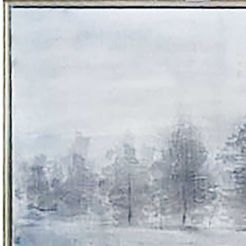 Trees at Dusk Hand Painted Silver Floater Frame Wall Art