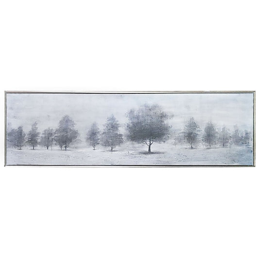 Trees at Dusk Hand Painted Silver Floater Frame Wall Art