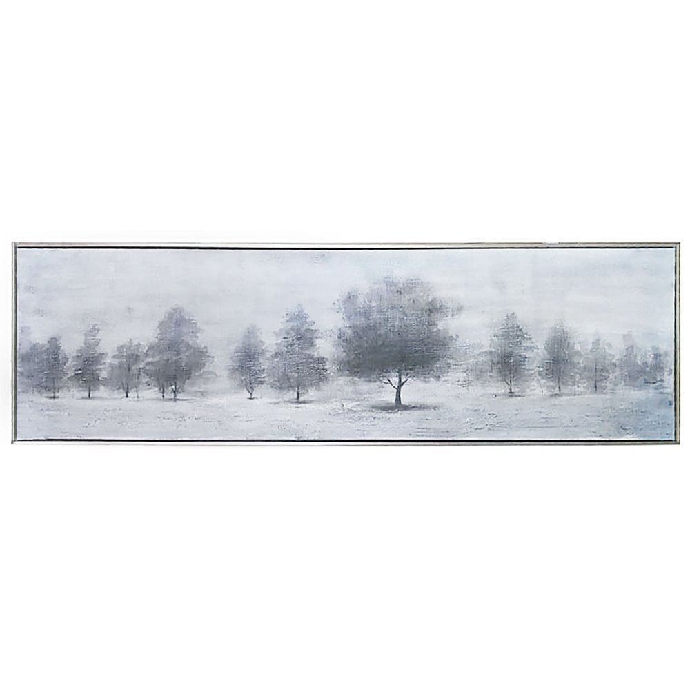 Trees at Dusk Hand Painted Silver Floater Frame Wall Art