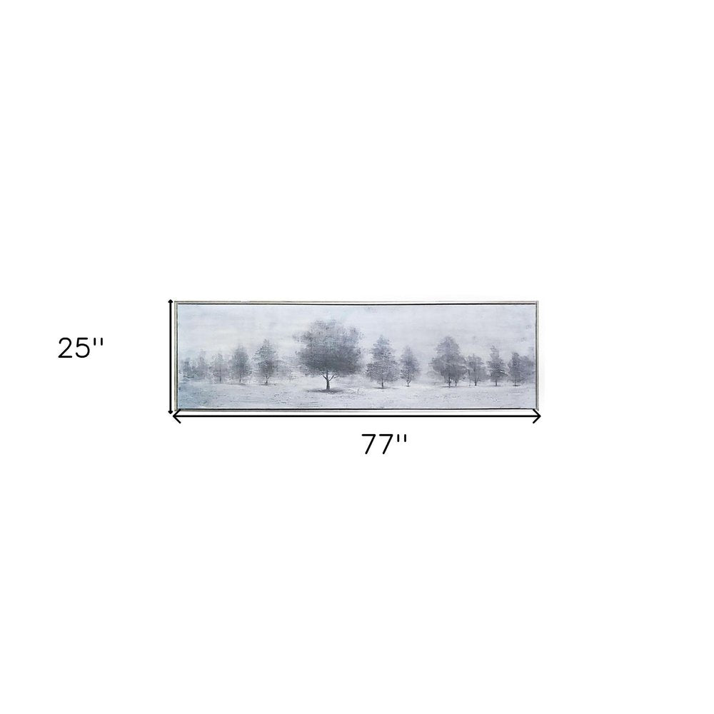Trees at Dusk Hand Painted Silver Floater Frame Wall Art