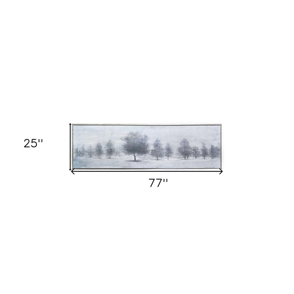 Trees at Dusk Hand Painted Silver Floater Frame Wall Art