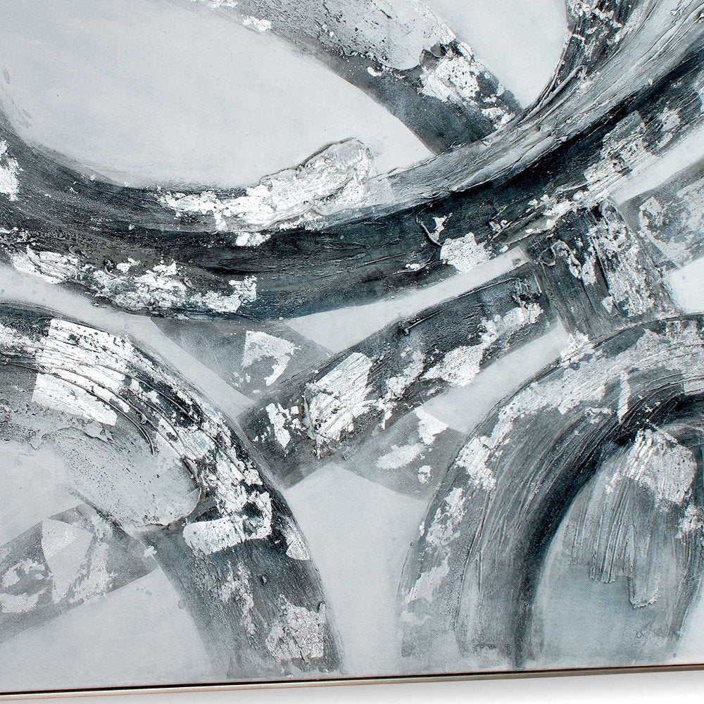 Caspian Hand Painted Silver Floater Frame Wall Art
