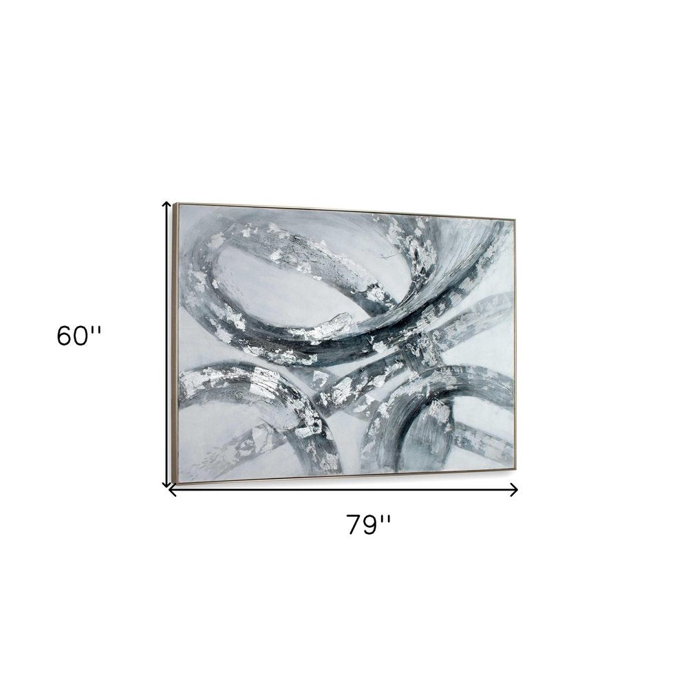 Caspian Hand Painted Silver Floater Frame Wall Art