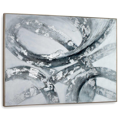 Caspian Hand Painted Silver Floater Frame Wall Art