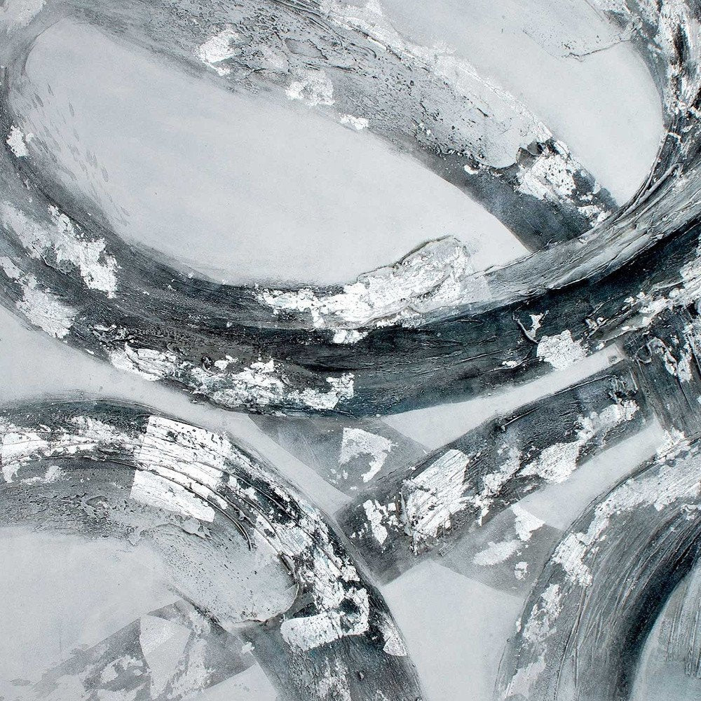 Caspian Hand Painted Silver Floater Frame Wall Art