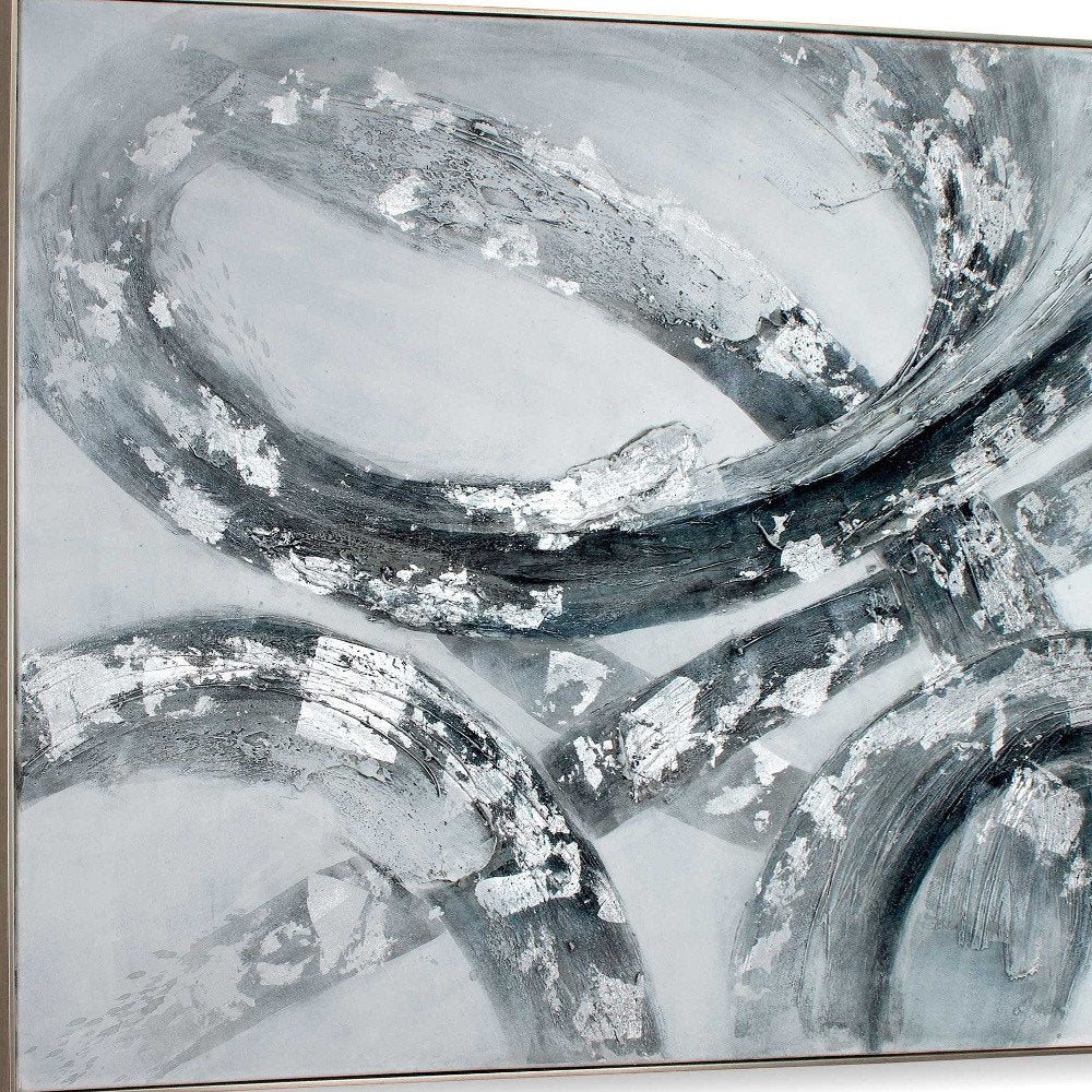 Caspian Hand Painted Silver Floater Frame Wall Art