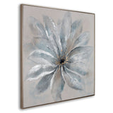 Radiant Blossom Hand Painted Silver Floater Frame Wall Art