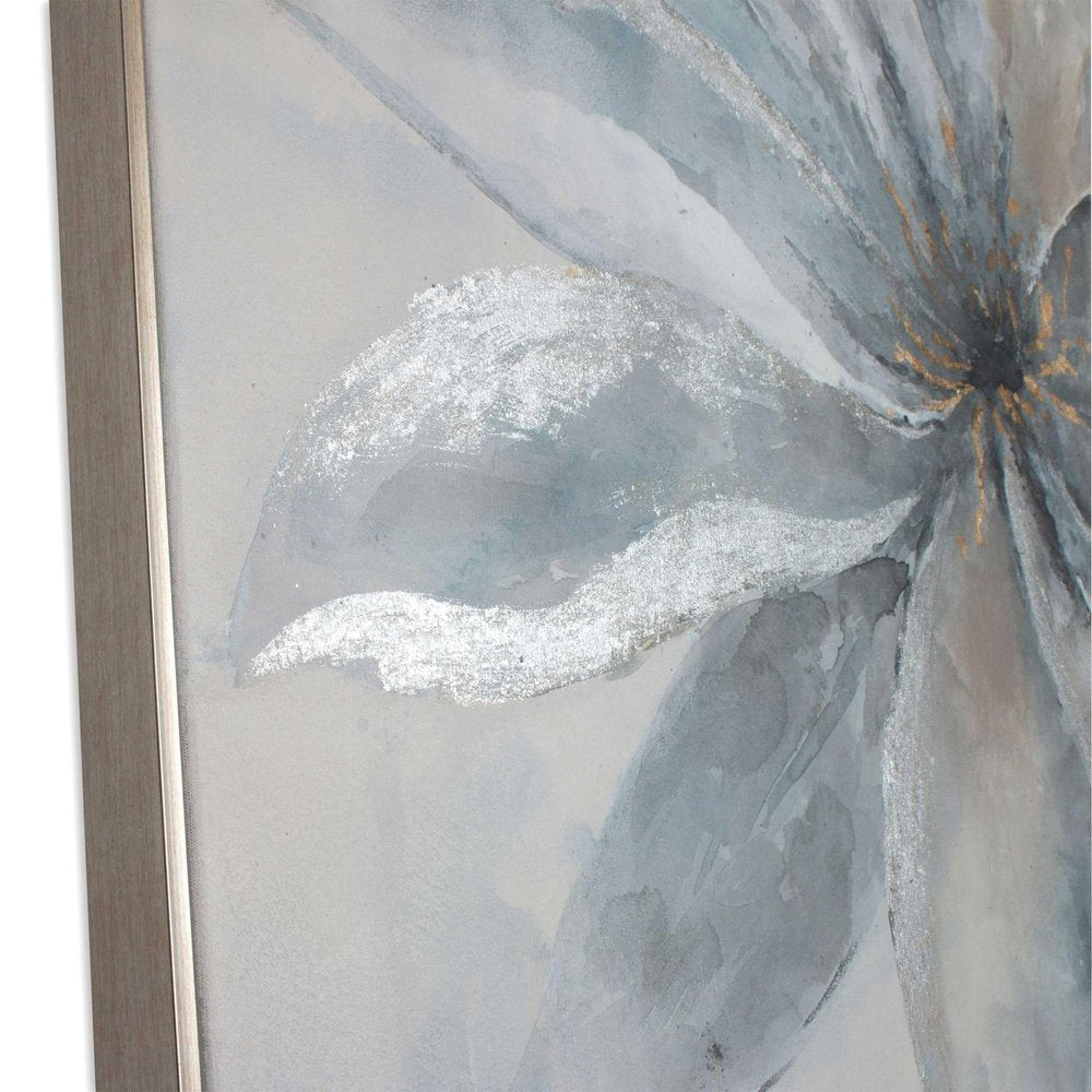 Radiant Blossom Hand Painted Silver Floater Frame Wall Art