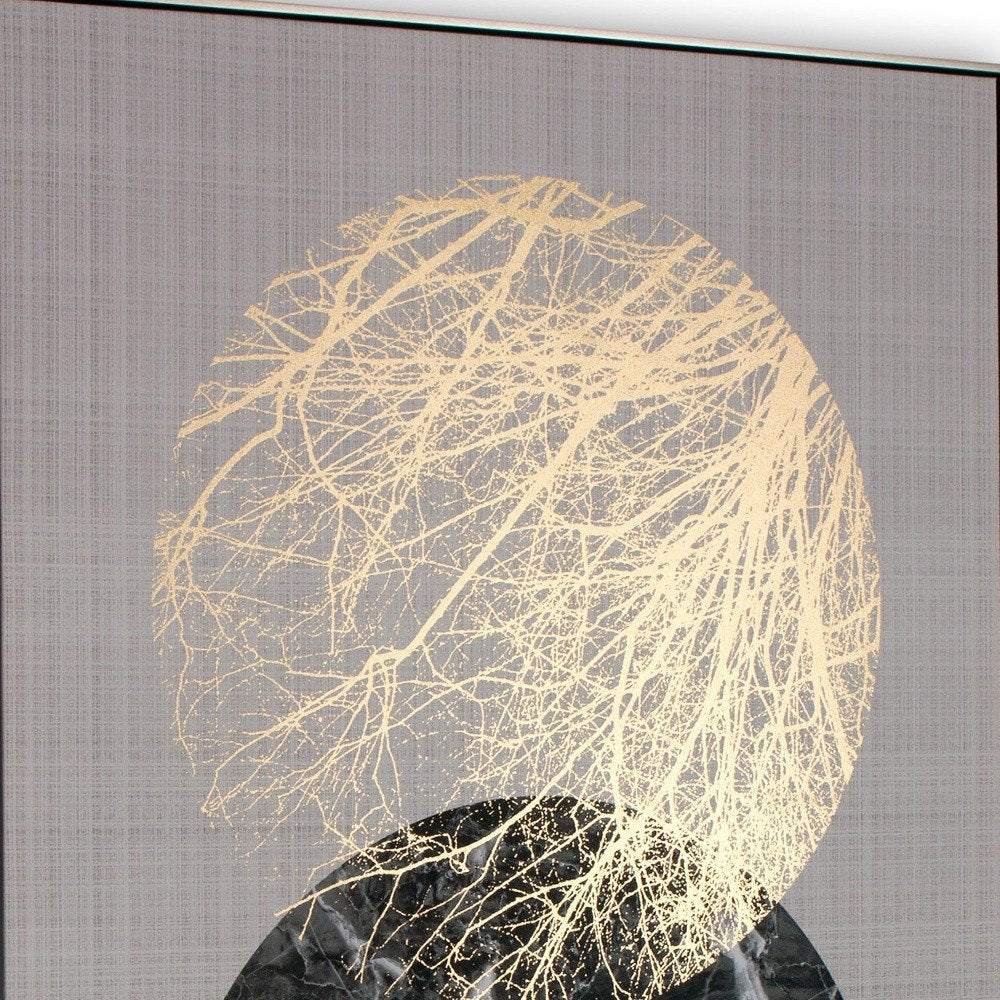 Lunar Hand Painted Black Floater Frame Wall Art