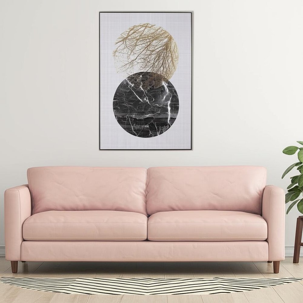 Lunar Hand Painted Black Floater Frame Wall Art