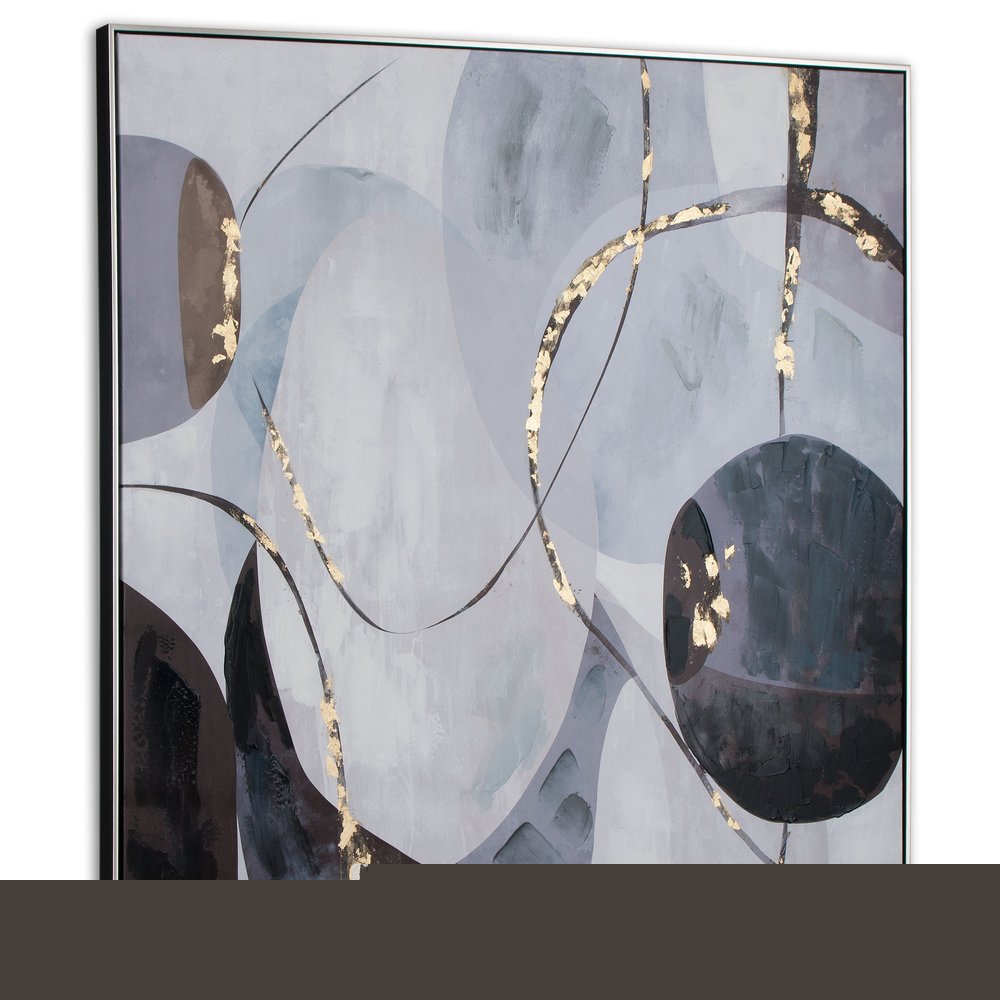 Graphite Hand Painted Black Floater Frame Wall Art