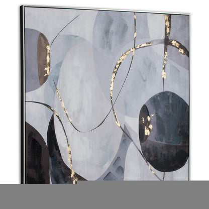 Graphite Hand Painted Black Floater Frame Wall Art