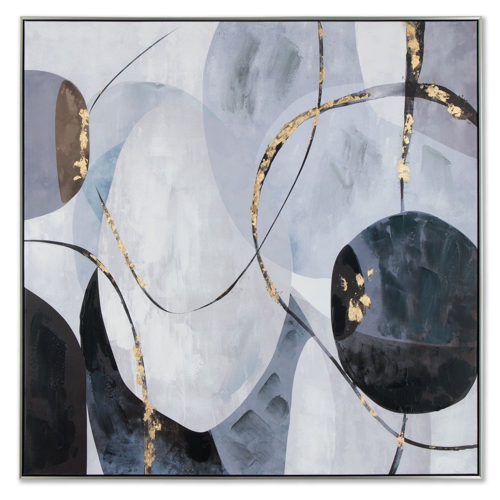 Graphite Hand Painted Black Floater Frame Wall Art