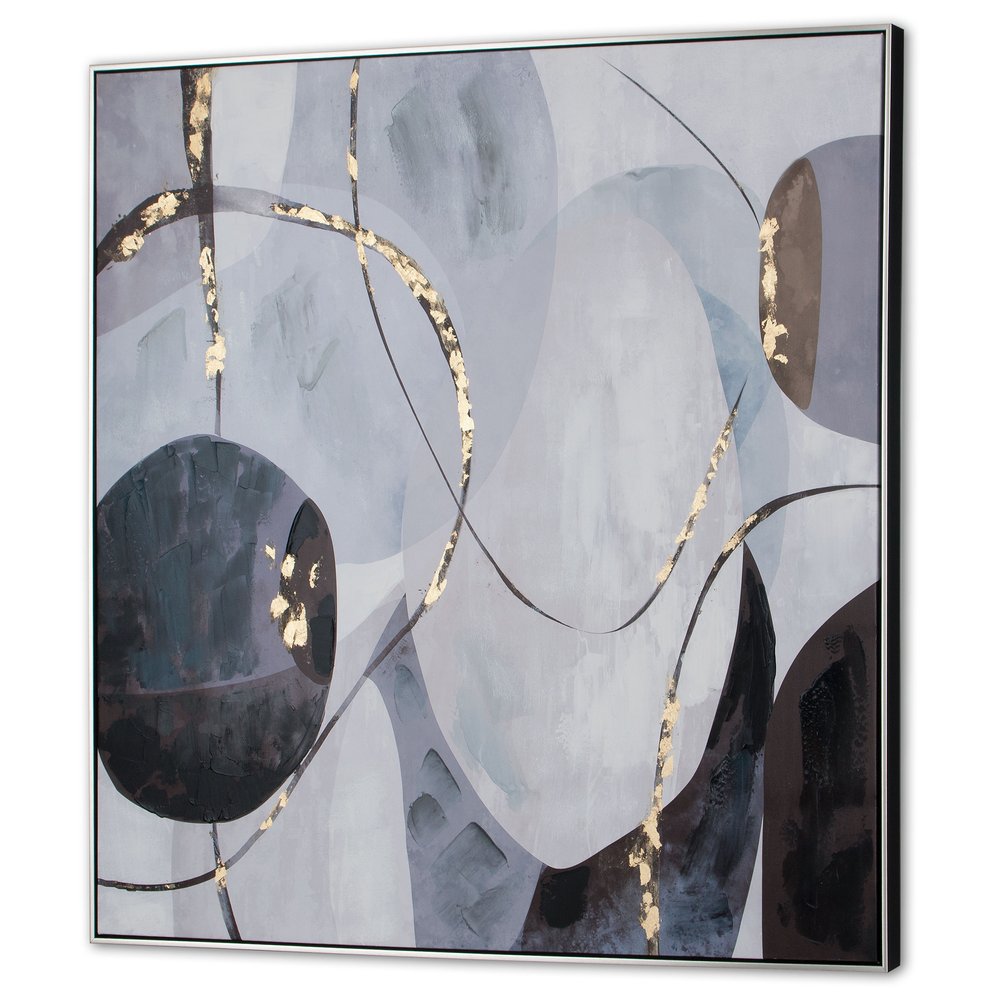 Graphite Hand Painted Black Floater Frame Wall Art