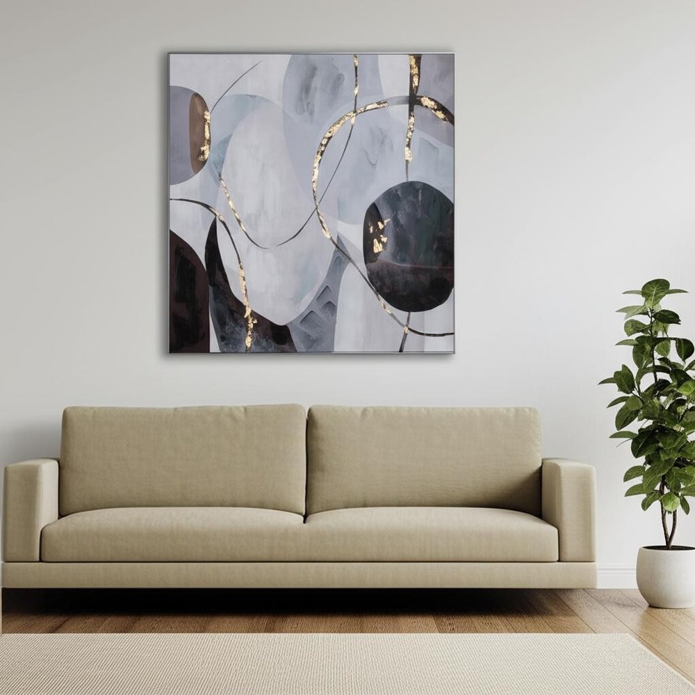 Graphite Hand Painted Black Floater Frame Wall Art