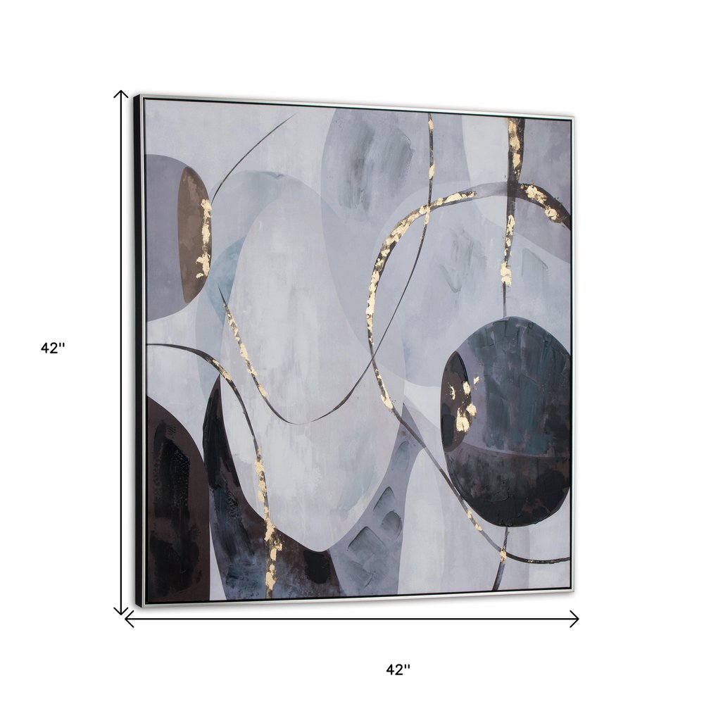 Graphite Hand Painted Black Floater Frame Wall Art