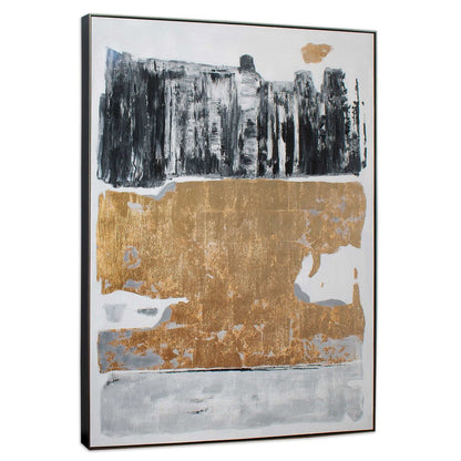 Allurement Hand Painted Black Floater Frame Wall Art