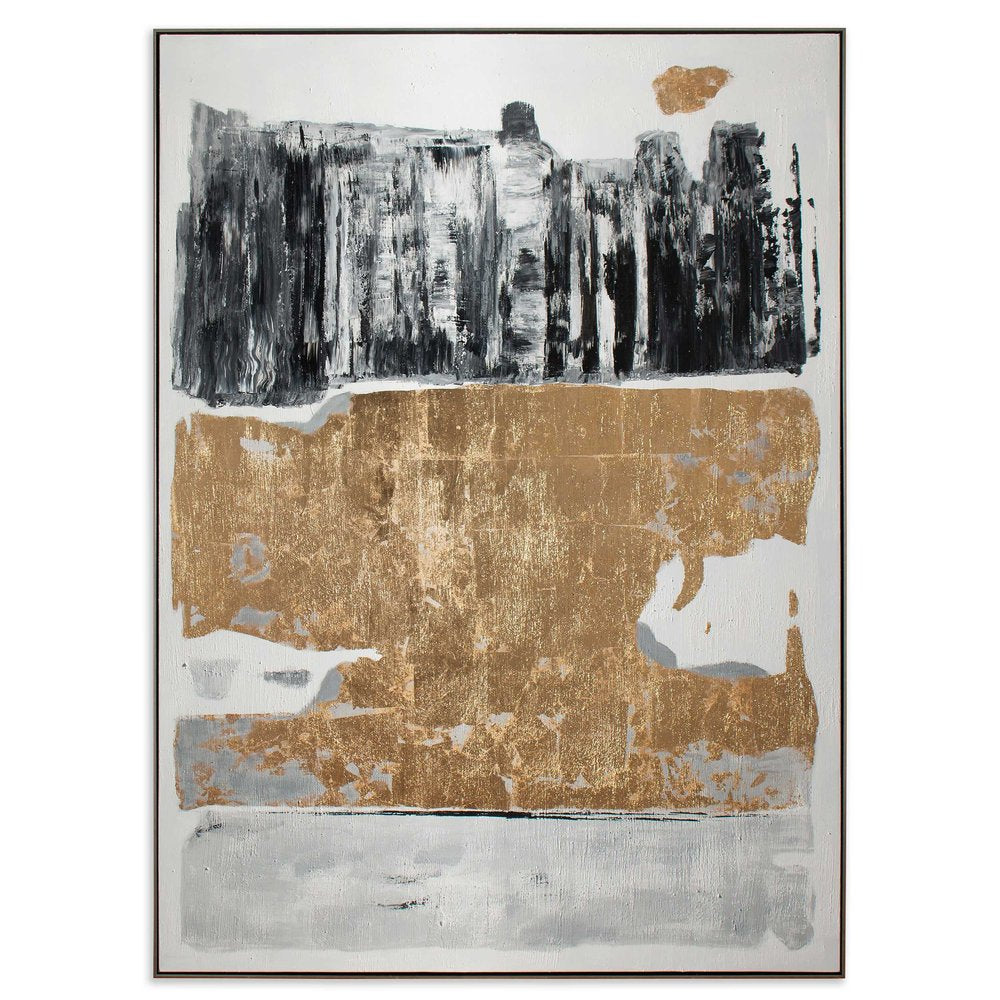 Allurement Hand Painted Black Floater Frame Wall Art