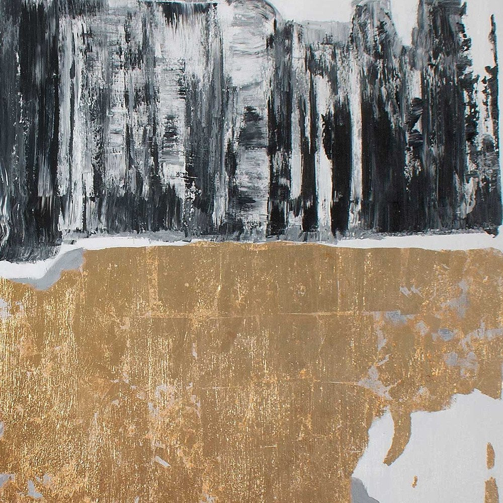 Allurement Hand Painted Black Floater Frame Wall Art