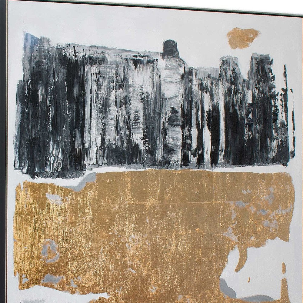 Allurement Hand Painted Black Floater Frame Wall Art