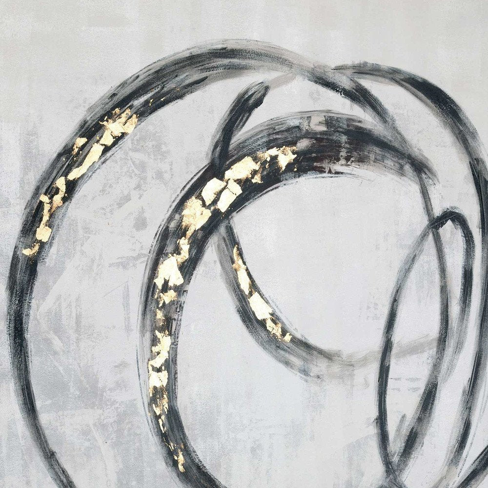 Circulo Hand Painted Black Floater Frame Wall Art