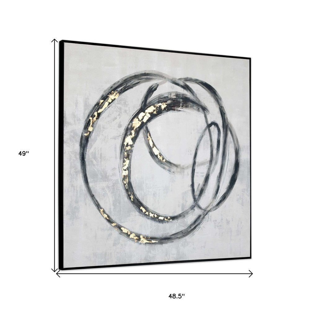 Circulo Hand Painted Black Floater Frame Wall Art