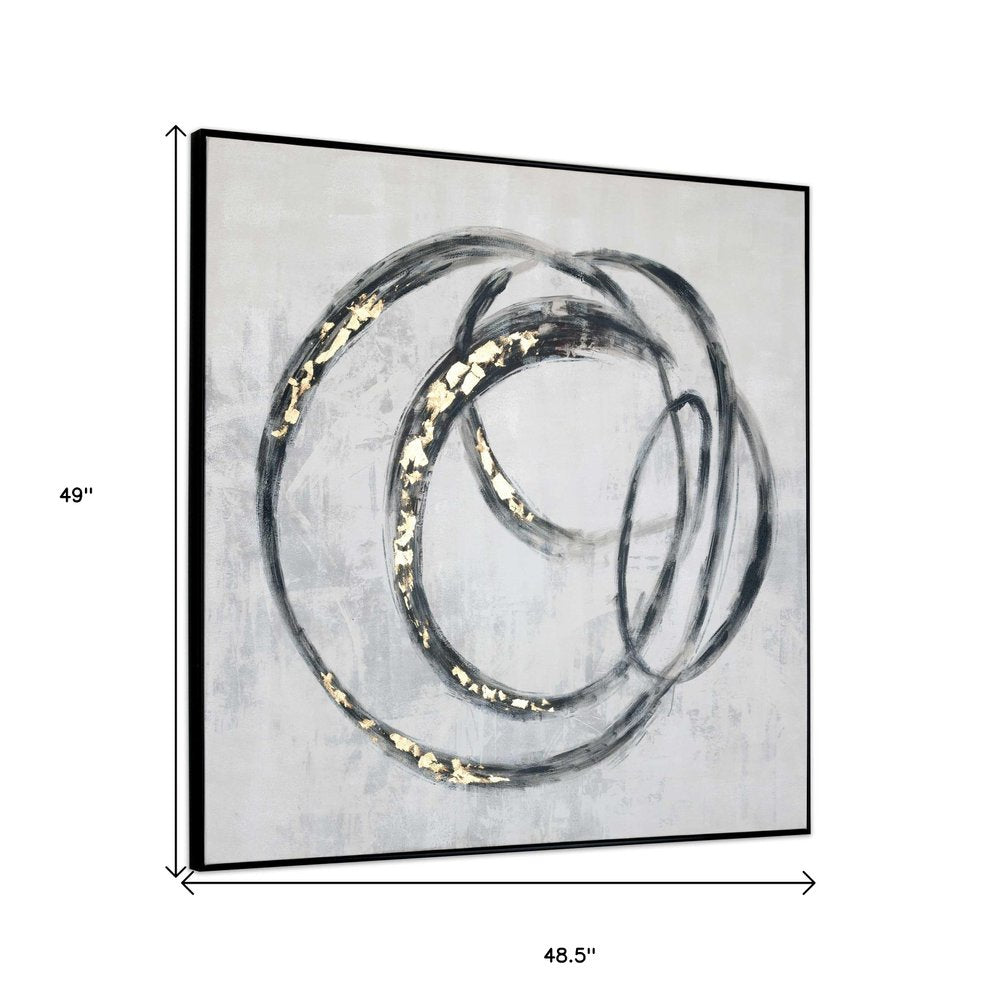 Circulo Hand Painted Black Floater Frame Wall Art