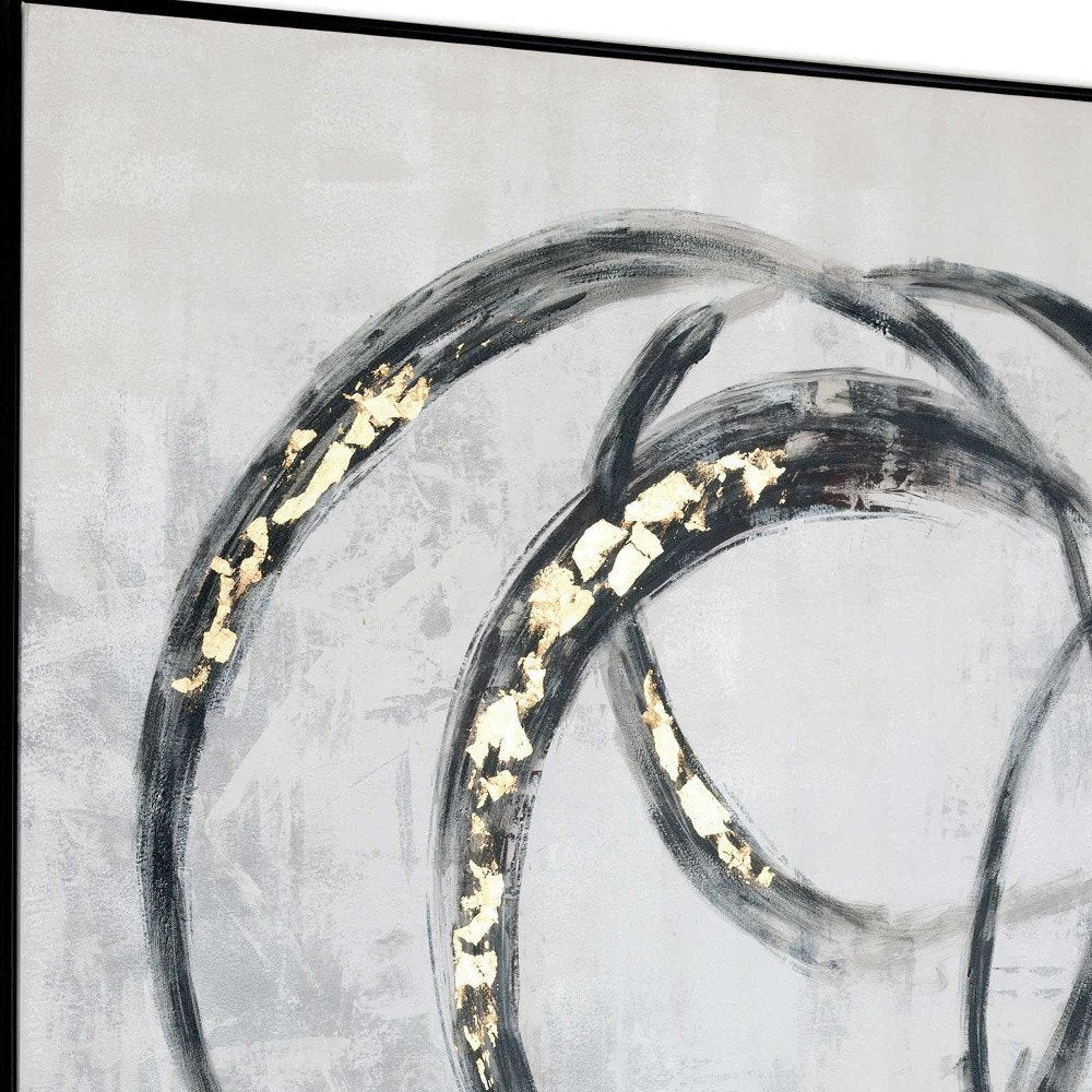 Circulo Hand Painted Black Floater Frame Wall Art